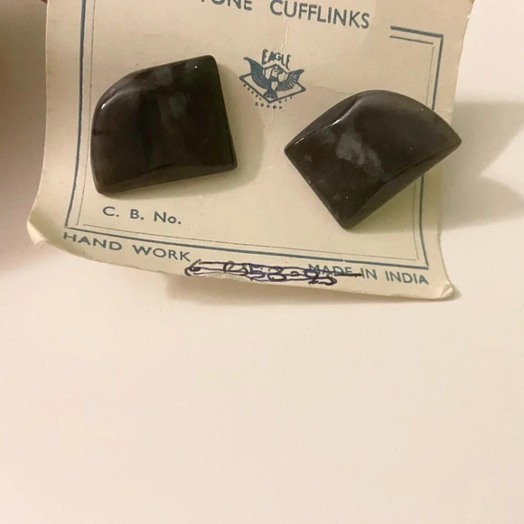 Vintage Lot of 2 Stone Cuff Links Eagle  Hand Made in India - Picture 8 of 14